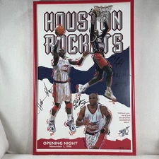 Houston Rockets Opening Night Nov. 1 1996 Signed Olajuwon Barclay Drexle
