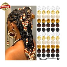 60Pcs Colorful Wooden Hair Beads Braid Dreadlock Accessories Kit