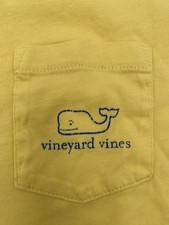 Vineyard Vines Girls Yellow V-Neck Pocket Whale Logo T-Shirt L 14 0021