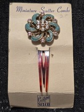 Vintage Hair Scatter Combs By Selco Rhinestone Enamel