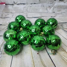 Vickerman 2.5 Inch Green Embossed Christmas Ball Ornaments  Lot of 10