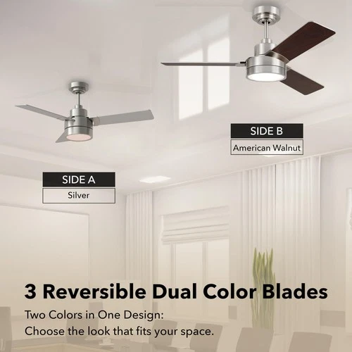 Monte Carlo Jovie 52" 3 Blade Ceiling Fan w/ Light Kit, Brushed Steel - Picture 5 of 7