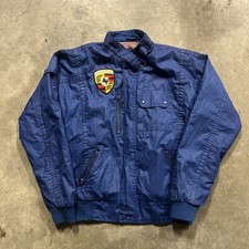 Vintage Porsche Racing Bomber Jacket Black Satin Motorsport Small S