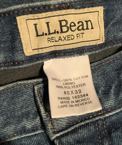 LL Bean Double L Relaxed Fit Gray Fleece Lined Denim Jeans 40x32 Stonewashed NWT - Picture 4 of 7