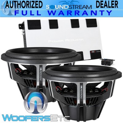 pkg 2 SOUNDSTREAM RSW154 15'' 2600W SUBWOOFERS + EG1-7000D 7000W BASS AMPLIFIER