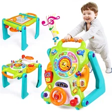 3-In-1 Baby Walker for Boy Girls Sit to Stand Toy Activity Center Drawing Board