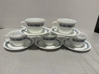 10 PC Vintage Corelle Old Town Blue Onion  Milk Glass Coffee Cups + Saucers