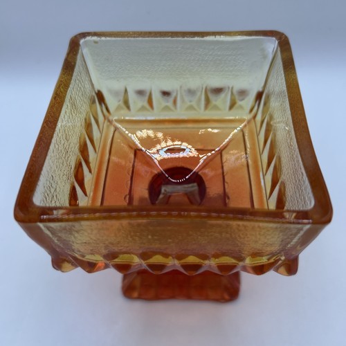 Jeanette Glass Ombre Candy Dish Wedding Box Vintage Red And Yellow - Picture 8 of 12