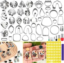 PTFJZ Polymer Clay Cutters for Earring Making 76pcs Clay Tools Set 67 Shapes Sta