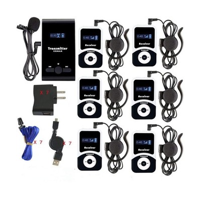 EXMAX ATG-100T 195MHz Wireless Tour Guide System Headsets Voice Transmission ...