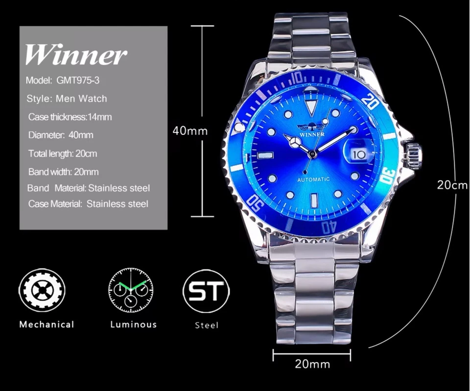 Reloj automático impermeable de acero inoxidable para hombre o mujer gran idea de regalo Foto 4 de 4