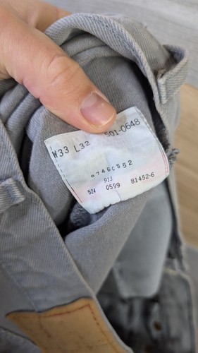Vintage Levi's 501 Jeans Herren Größe 33 W 32 L Grau Gerades Bein Hergestellt in USA Denim - Bild 17 von 19
