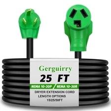 25 FT 3 Prong Dryer Extension Cord, 30 Amp NEMA 10-30P to 10-30R, for Dryer/R...
