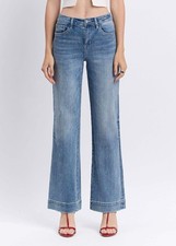 High Rise Trouser Hem Wide Leg Jeans by Flying Monkey