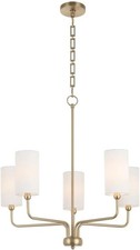 Quorum Charlotte 5Lt Chandelier, Aged Brass/W...
