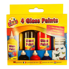 Glass Paint Set x4 22ml Washable, Easy Drying Colours, Summer Crafts