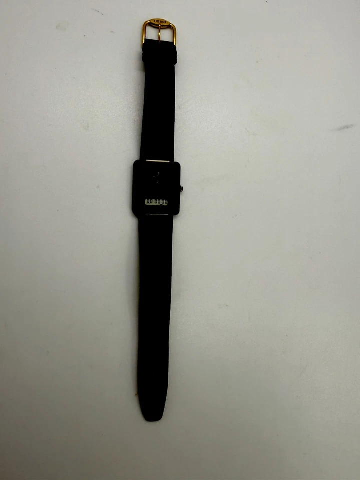 Tissot 1992 Two Timer Analog Digital Gray Watch Swiss Black Leather Band RARE X - Image 3 of 4