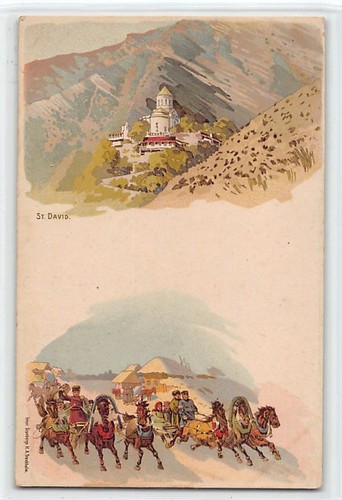 Georgien - TBILISI - LITHO - Davidskirche - Troika - DIE POSTKARTE IST ENTKLEBT - Bild 1 von 2
