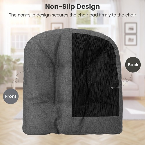 Patio 4Pcs Dining Chair Cushions U-Shaped Chair Pads Non-Slip Bottom Grey - Picture 5 of 9