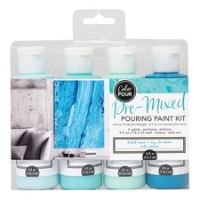 Color Pour Pre-Mixed Paint Kit 4/Pkg-Tidal Wave