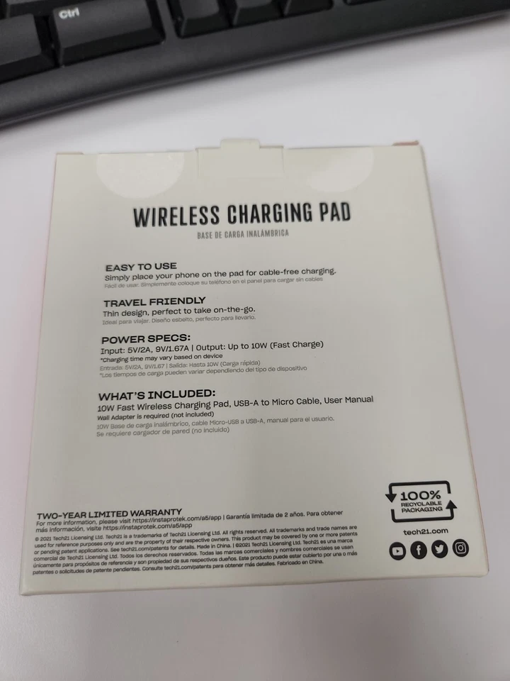 Tech21 Wireless Charging Pad - White - Image 2 of 2