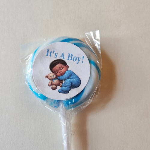 30 It's A Boy Lollipop Envelope Seals 1.5" African American Baby Labels - Picture 6 of 6