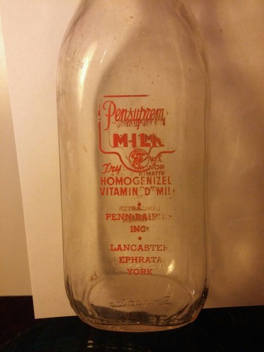 Vintage GLAS QUART PENSUPREME VITAMIN "D" MILCHFLASCHE Duraglas Lancaster York 1 - Bild 3 von 9