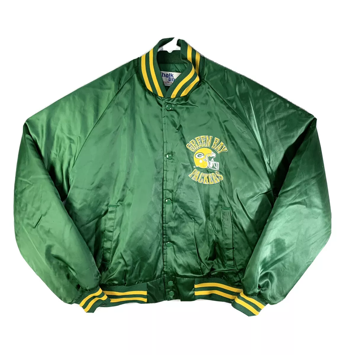 Vintage Chalk Line Green Bay Packers Satin Snap Bomber Jacket Large Made in USA