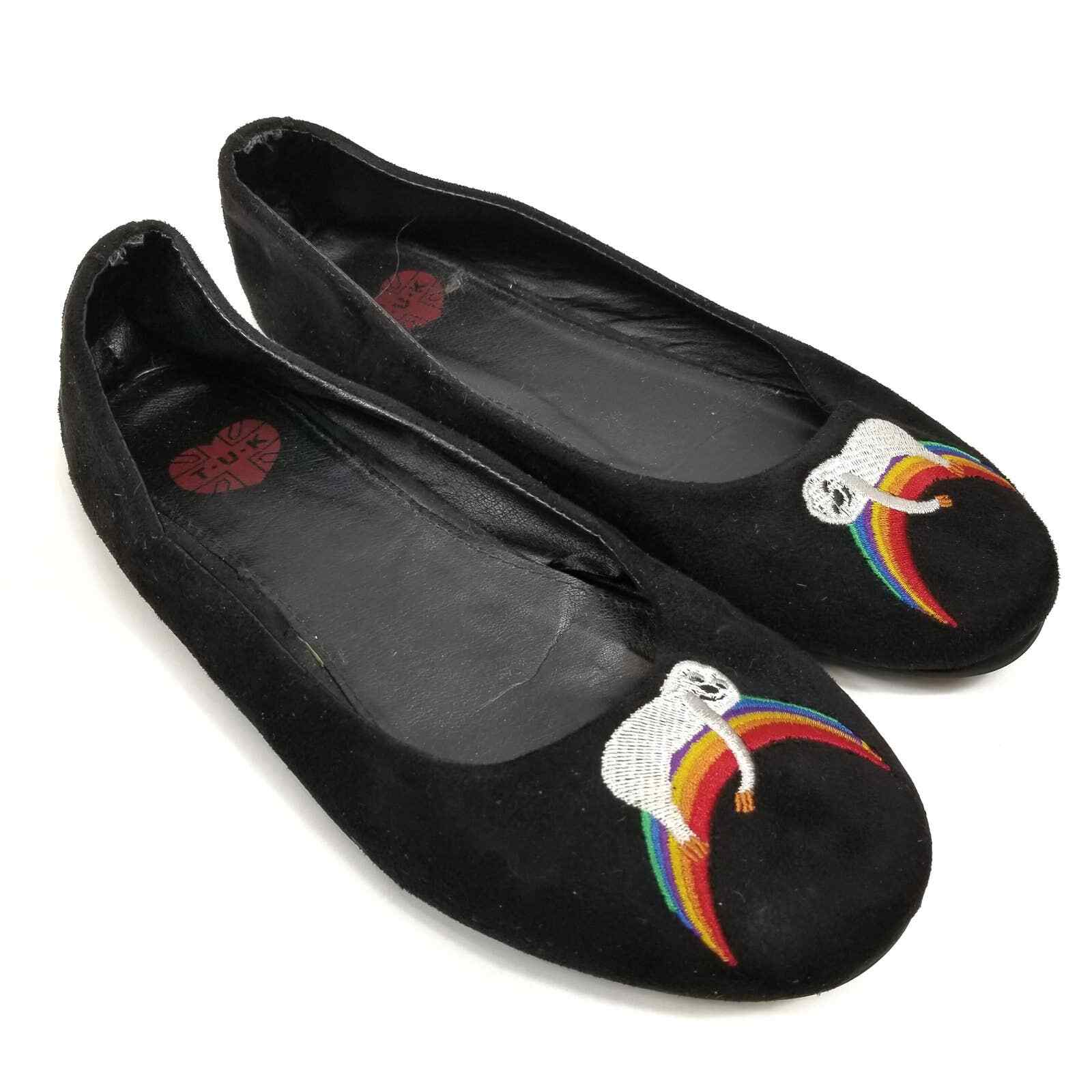 TUK Black Rainbow Sloth Ballet Flats Size 8 | eBay