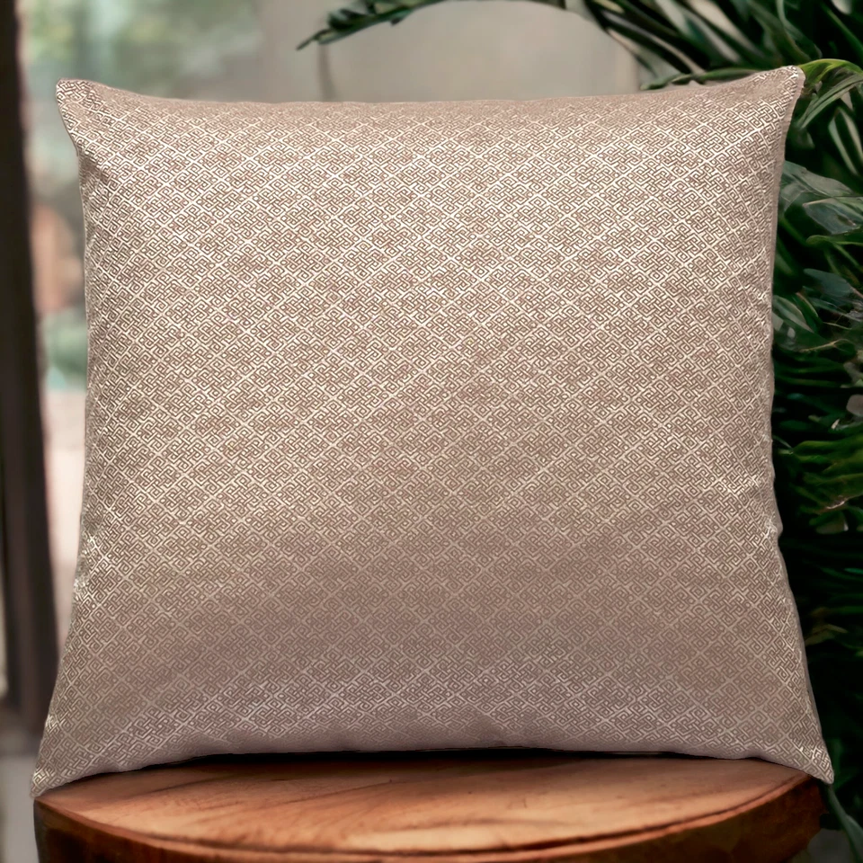 Juego de 4 Cojines Rellenos Italiano Marrón Champagne Bloque Dorado 18x18" 45x45cm Foto 3 de 4