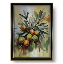 Olive branch, A4,  FRAMED ORIGINAL OIL PAINTING.