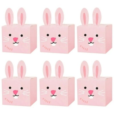 Cake Boxes, Bunny Shaped Party Favor Boxes for Easter Egg Hunts and Baby Showers