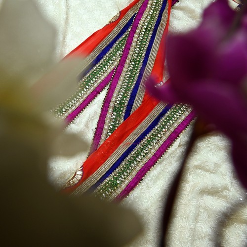 Vintage Multi Sari Border Pure Chiffon Silk Hand Embroidered 1yd Craft Trim Lace - Picture 14 of 14