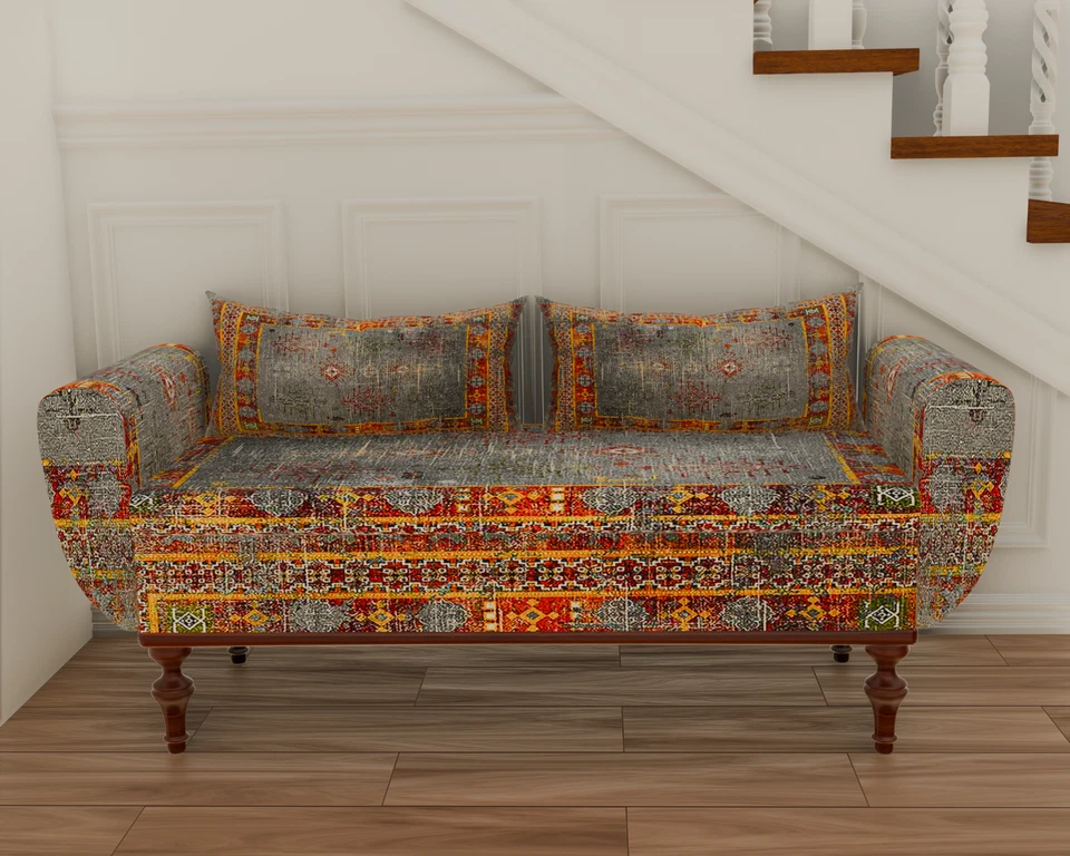 Blue Entrance Hall Nook Bench Space Saver Ottoman Storage Bench with Arms - Image 2 of 4