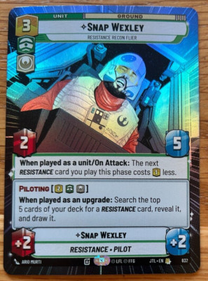 STAR WARS UNLIMITED TCG JTL: HYPERSPACE FOIL RARE KARTE: SNAP WEXLEY