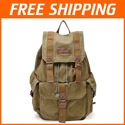 Field Tan High-Density Canvas Backpack Large Rucksack for
