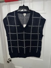 A New Day sweater vest navy white squares v-neck NWT Medium P