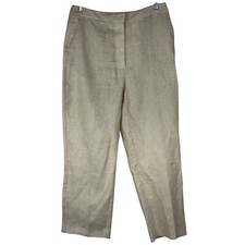 ZARA - WOMEN'S XLARGE - CREAM W/GOLD SPECS LINEN BLEND DRESS CROP PANTS