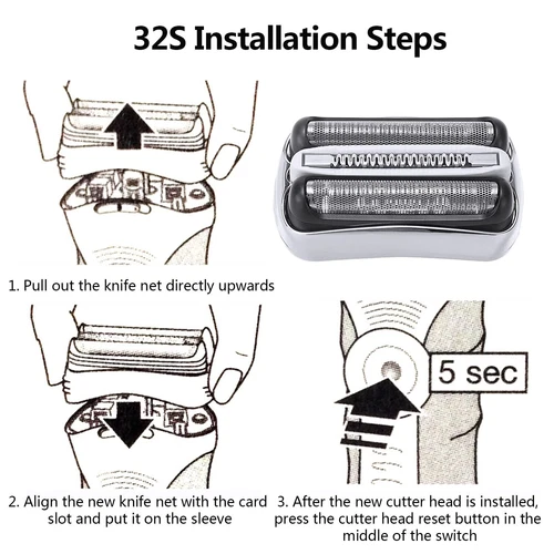 32S Replacement Shaver Head Foil Cassette For Braun Shaver-Series 3 ProSkin- - Picture 8 of 9
