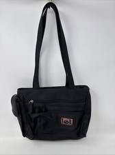 Vtg l.e.i Black Purse Double handles Y2K
