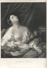 LA MORTE DI CLEOPATRA , di  GUIDO RENI , incisione , 1876 + passepartout