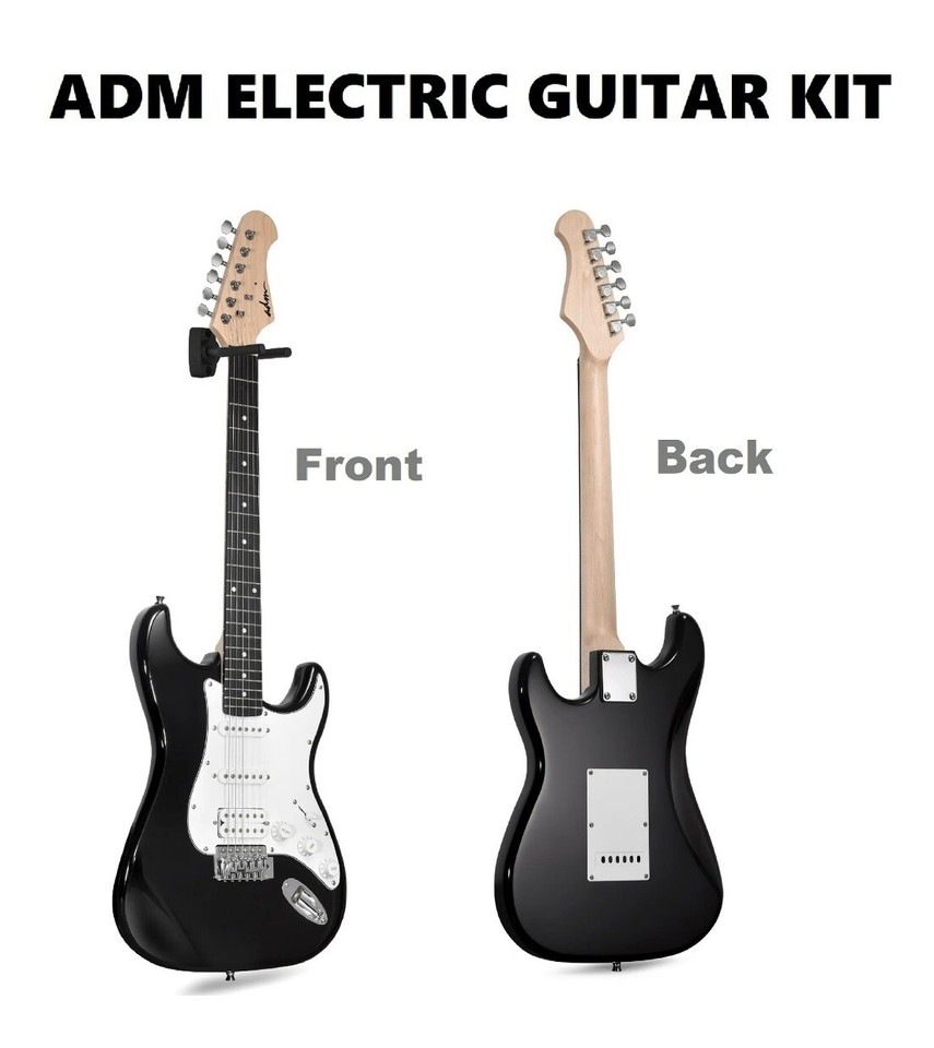 ADM Electric Guitar Solidwood Body 39” Beginner Guitar Kit With