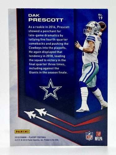 2019 Panini Playoff Air Command #19 Dak Prescott Dallas Cowboys - Picture 2 of 2