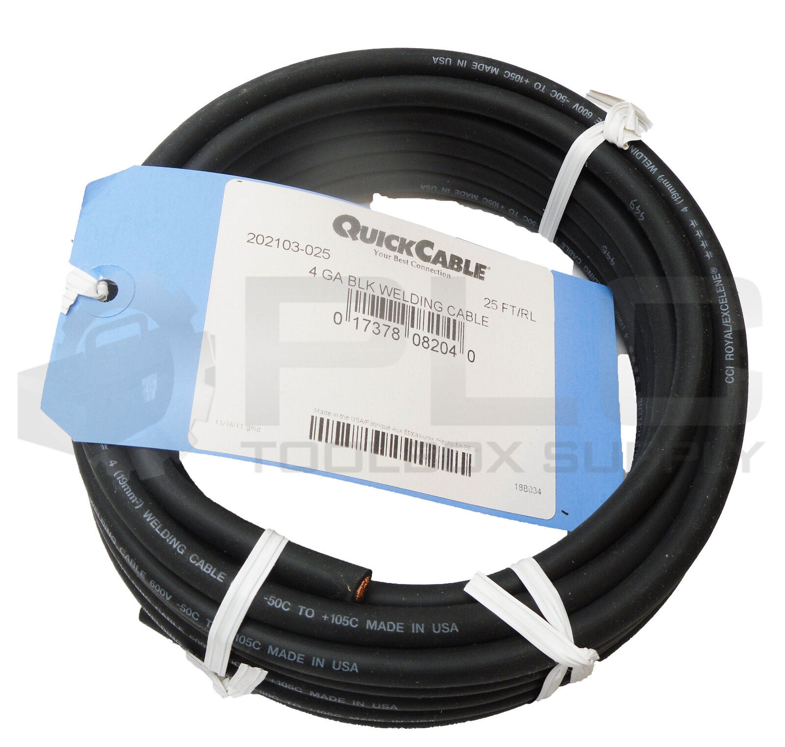 NEW QUICK CABLE 202103-025 4 GA BLACK WELDING CABLE 25FT | eBay