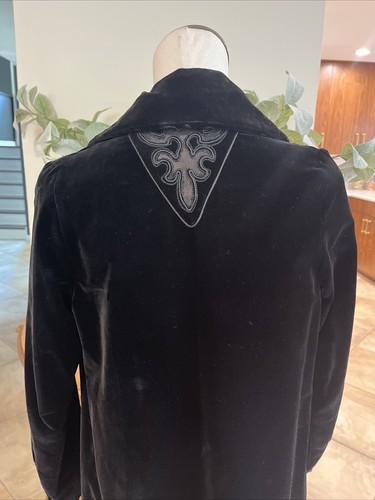 Unbranded woman XS black velvet embroidered opera Goth duster Vintage jacket - Picture 8 of 17