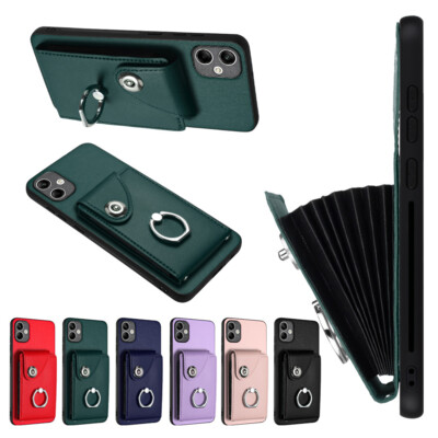 Leather Card Pocket Ring Stand Phone Case For Redmi Note 14 Pro K60 14C 12C 10C