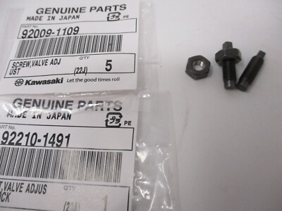 るか 2 Genuine Kawasaki Rocker Arm Screws 92009-1109 & Nuts 2210