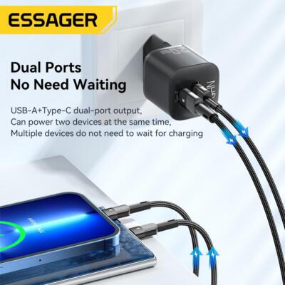 Essager 20w Gan USB Type C Charger Pd Fast Charge Phone Qc 3.0 Quick Chargers Fo