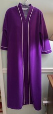 Vtg Vanity Fair Womens Velour Long Half Zip Robe Lounge Housecoat Purple Size XS