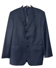 Ermenegildo Zegna Men's Traveller Suit Coat Jacket Size 44R Navy Pinstriped Wool